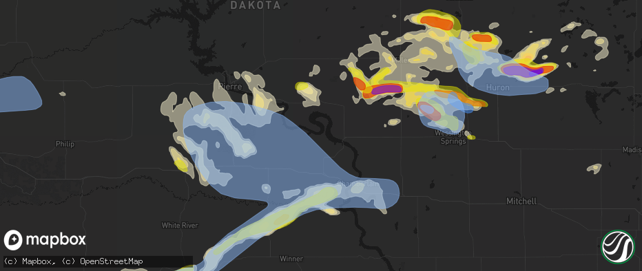 Hail map in Lower Brule, SD on June 4, 2026