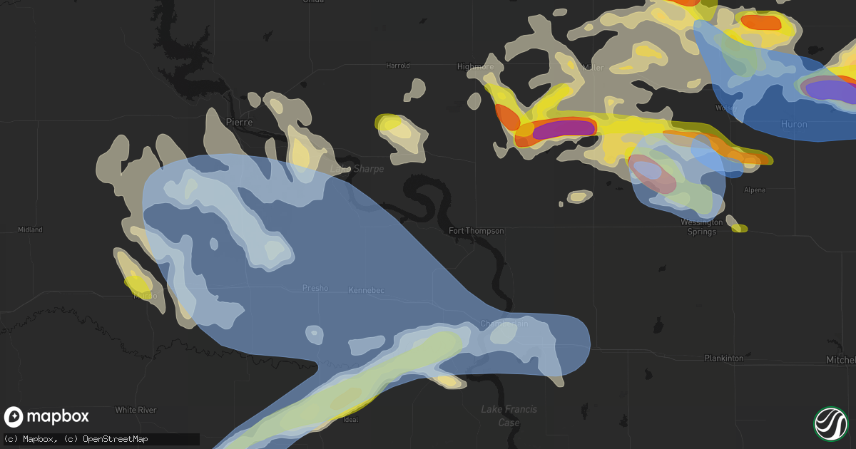 Hail map in Lower Brule, SD on June 4, 2026