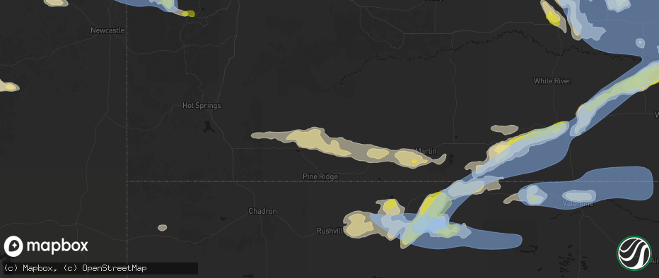 Hail map in Manderson, SD on June 4, 2026