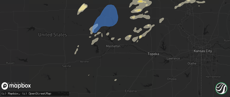 Hail map in Manhattan, KS on June 4, 2026