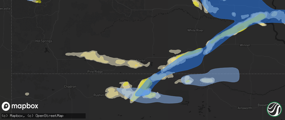 Hail map in Martin, SD on June 4, 2026