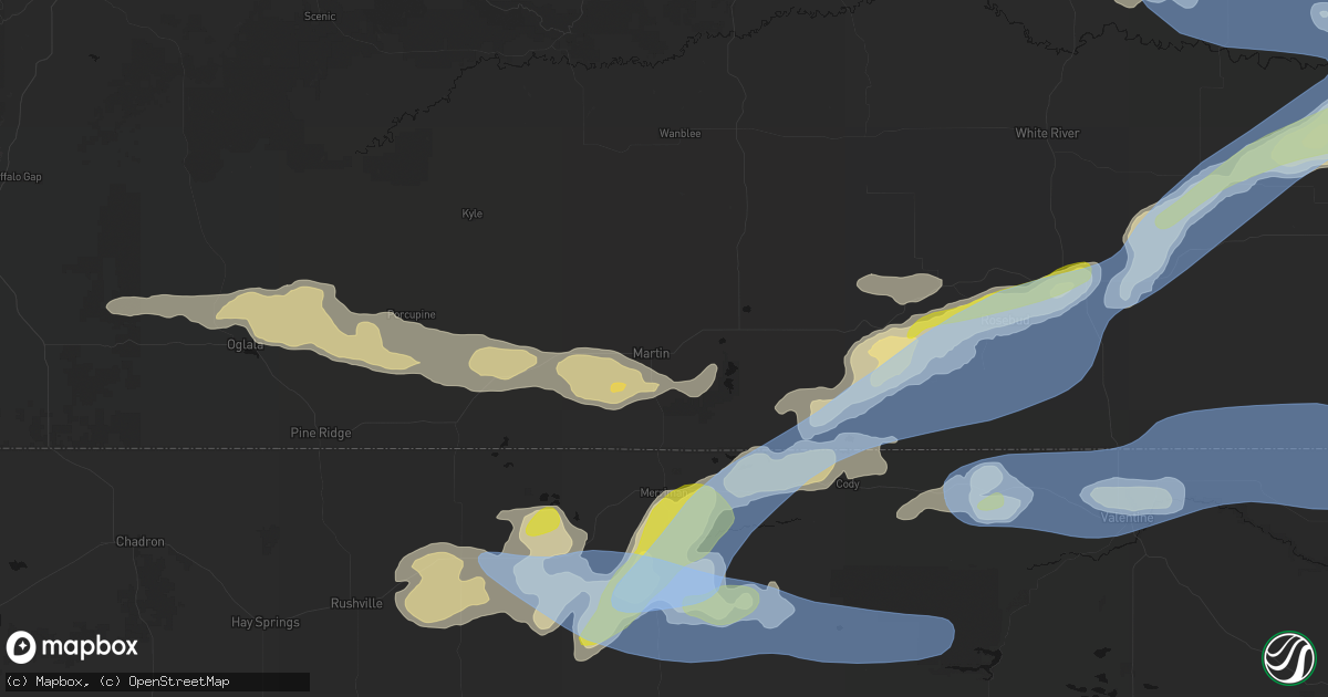 Hail map in Martin, SD on June 4, 2026