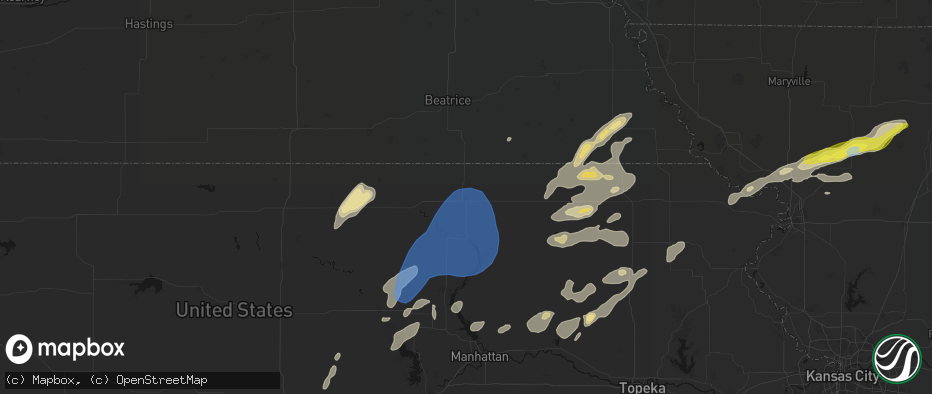 Hail map in Marysville, KS on June 4, 2026