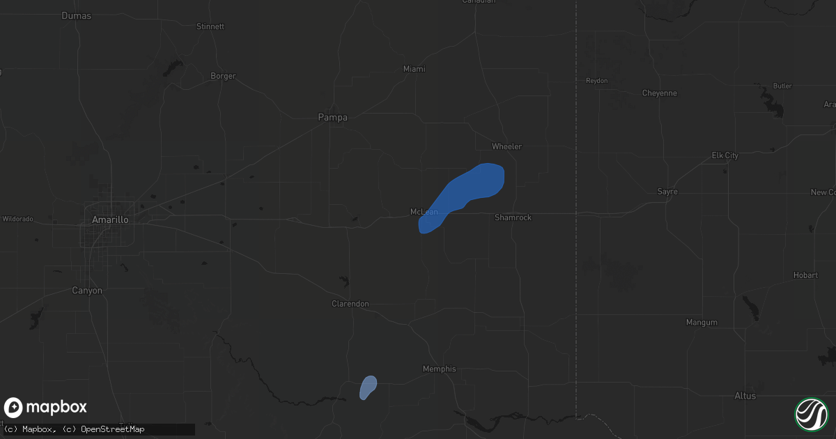 Hail map in Mclean, TX on June 4, 2026