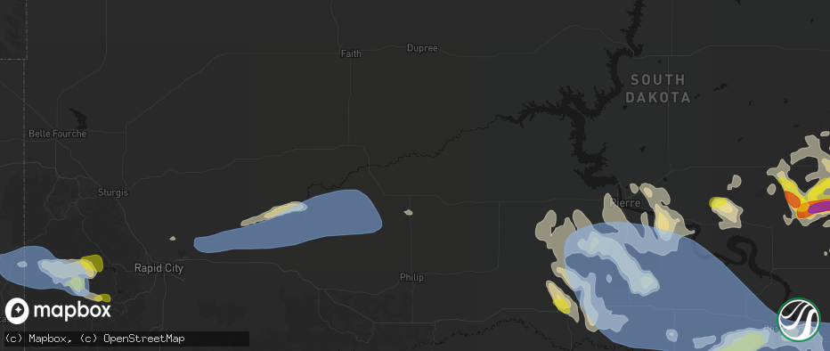 Hail map in Milesville, SD on June 4, 2026