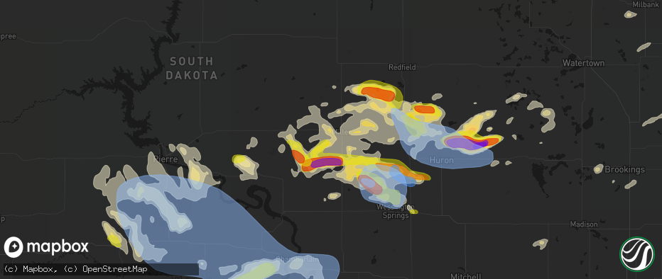 Hail map in Miller, SD on June 4, 2026