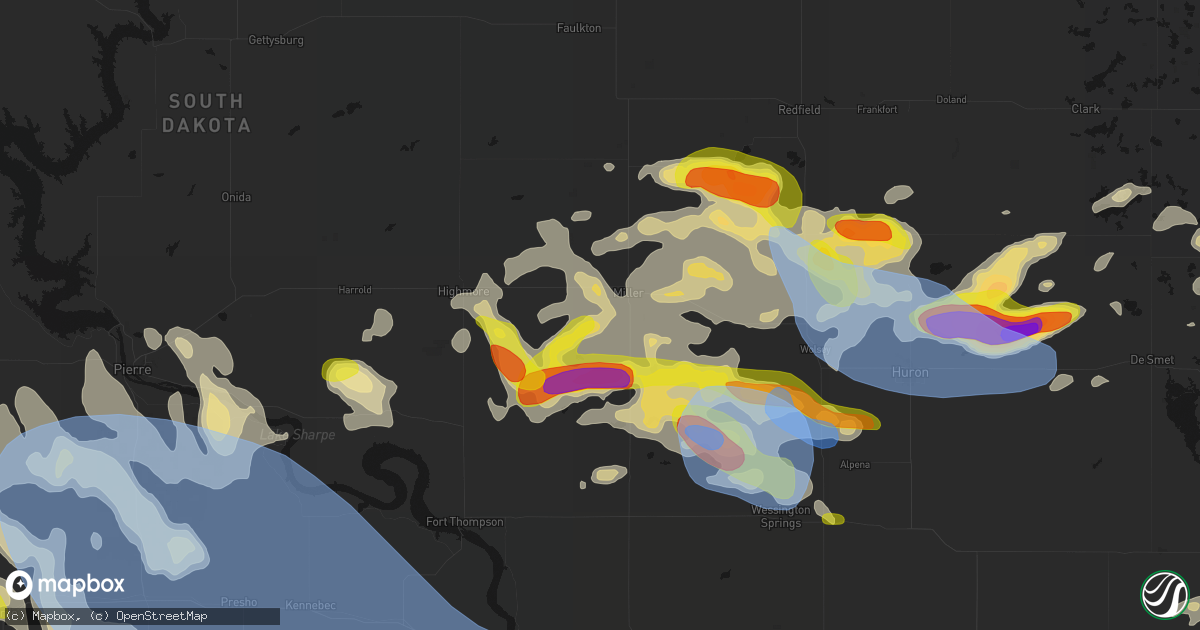 Hail map in Miller, SD on June 4, 2026