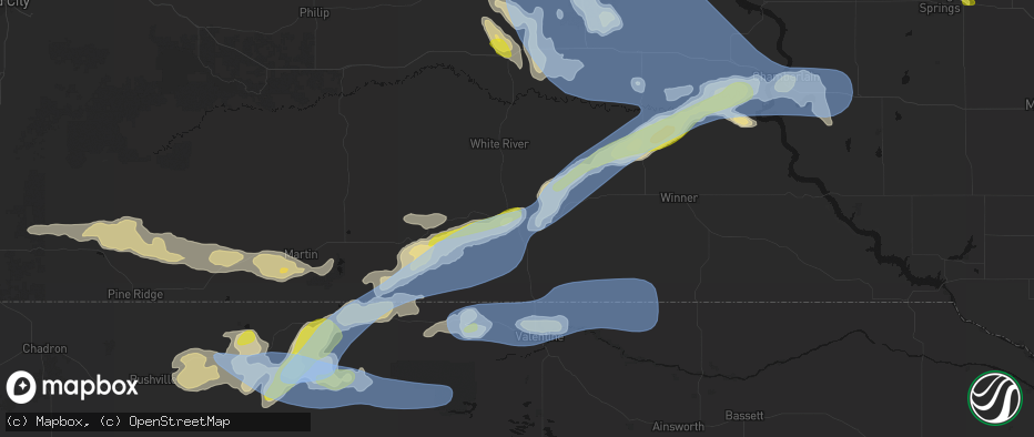 Hail map in Mission, SD on June 4, 2026