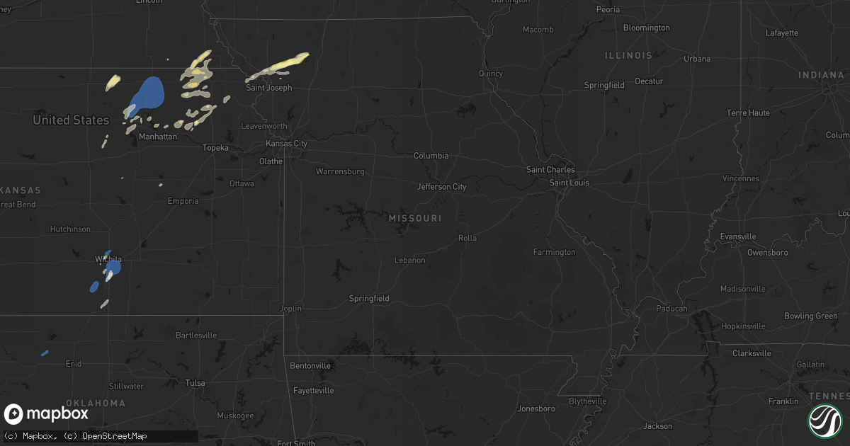 Hail map in Missouri on June 4, 2026