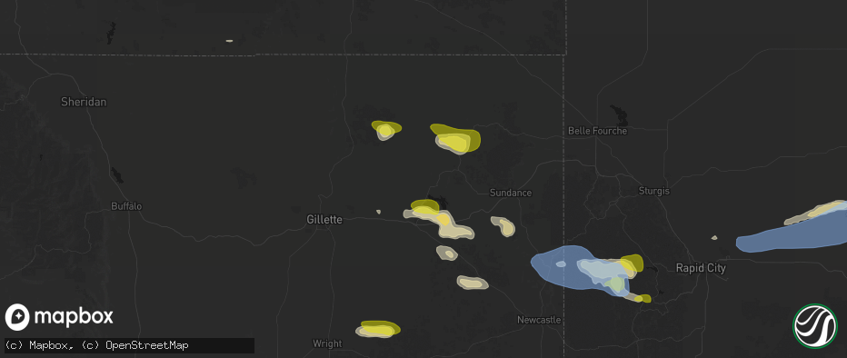 Hail map in Moorcroft, WY on June 4, 2026