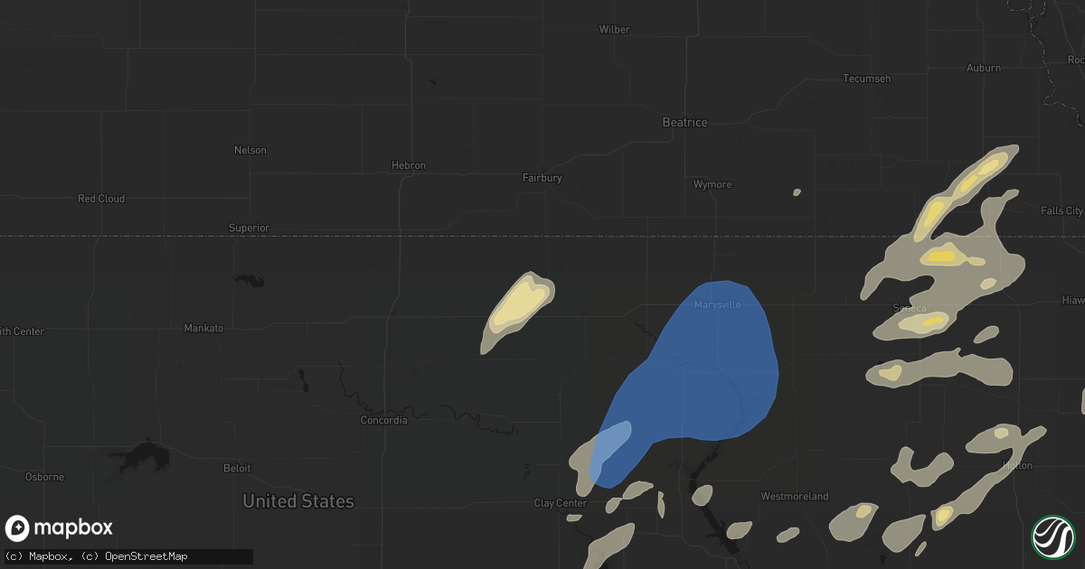 Hail map in Morrowville, KS on June 4, 2026