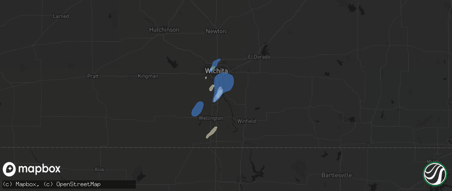 Hail map in Mulvane, KS on June 4, 2026