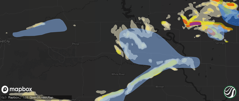 Hail map in Murdo, SD on June 4, 2026