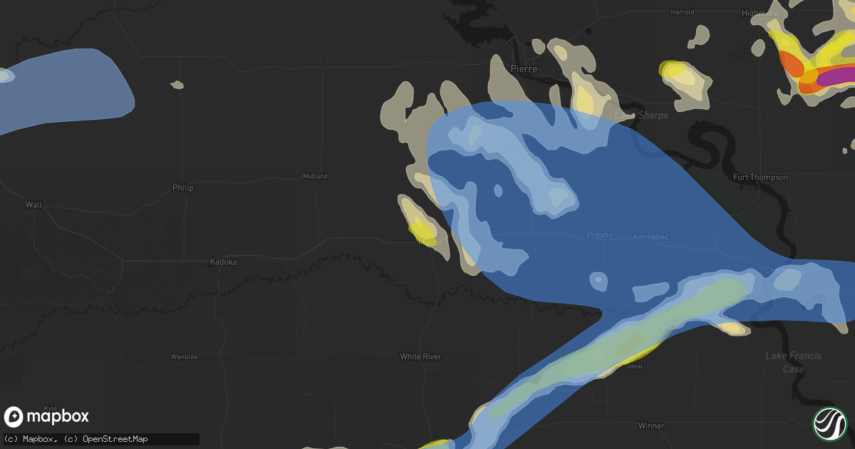 Hail map in Murdo, SD on June 4, 2026