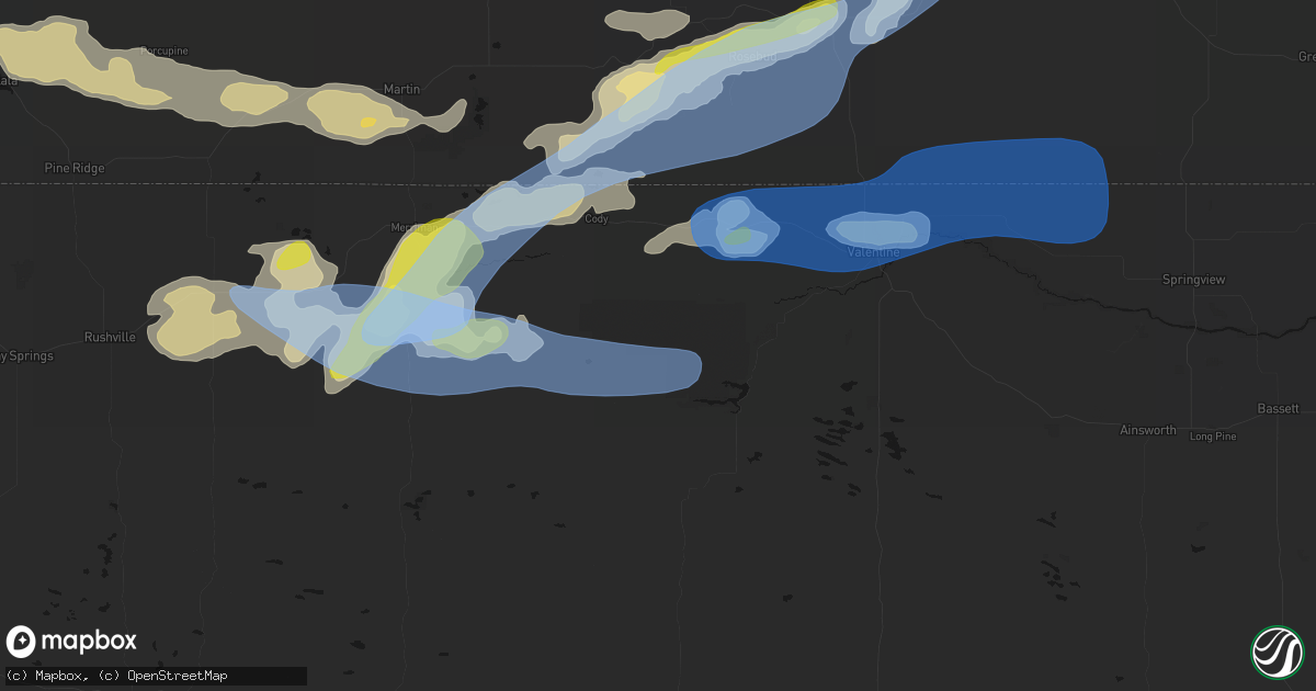Hail map in Nenzel, NE on June 4, 2026