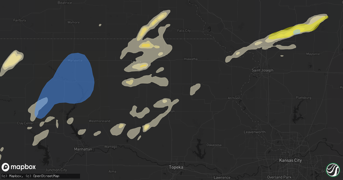 Hail map in Netawaka, KS on June 4, 2026