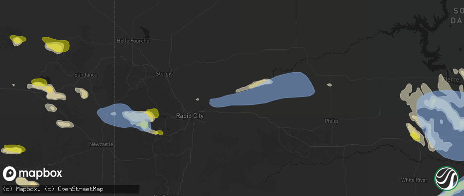Hail map in New Underwood, SD on June 4, 2026