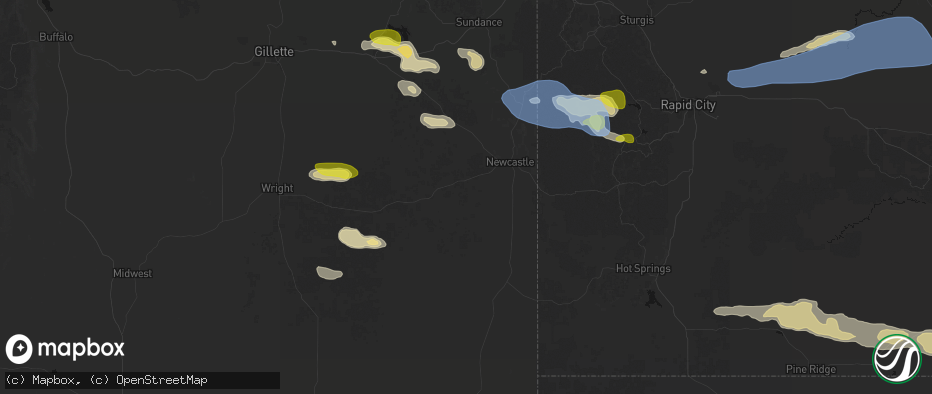 Hail map in Newcastle, WY on June 4, 2026