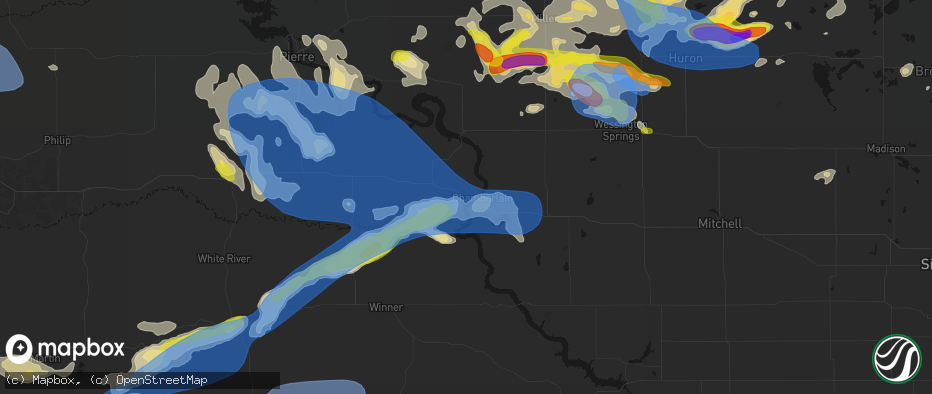Hail map in Oacoma, SD on June 4, 2026