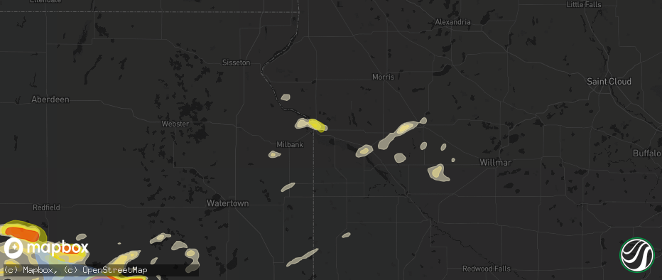 Hail map in Odessa, MN on June 4, 2026