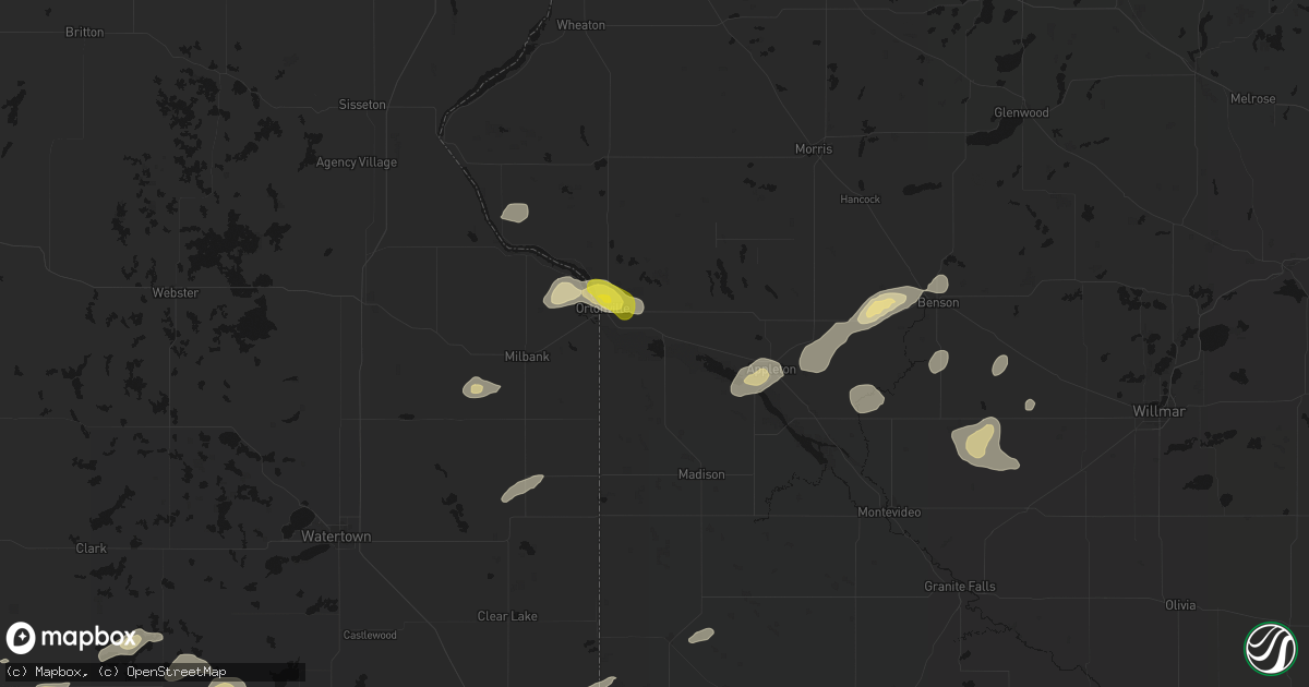 Hail map in Odessa, MN on June 4, 2026