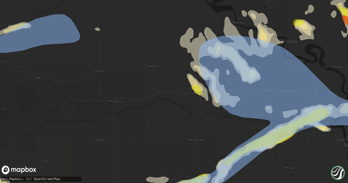 Hail map in Okaton, SD on June 4, 2026
