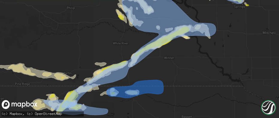 Hail map in Okreek, SD on June 4, 2026