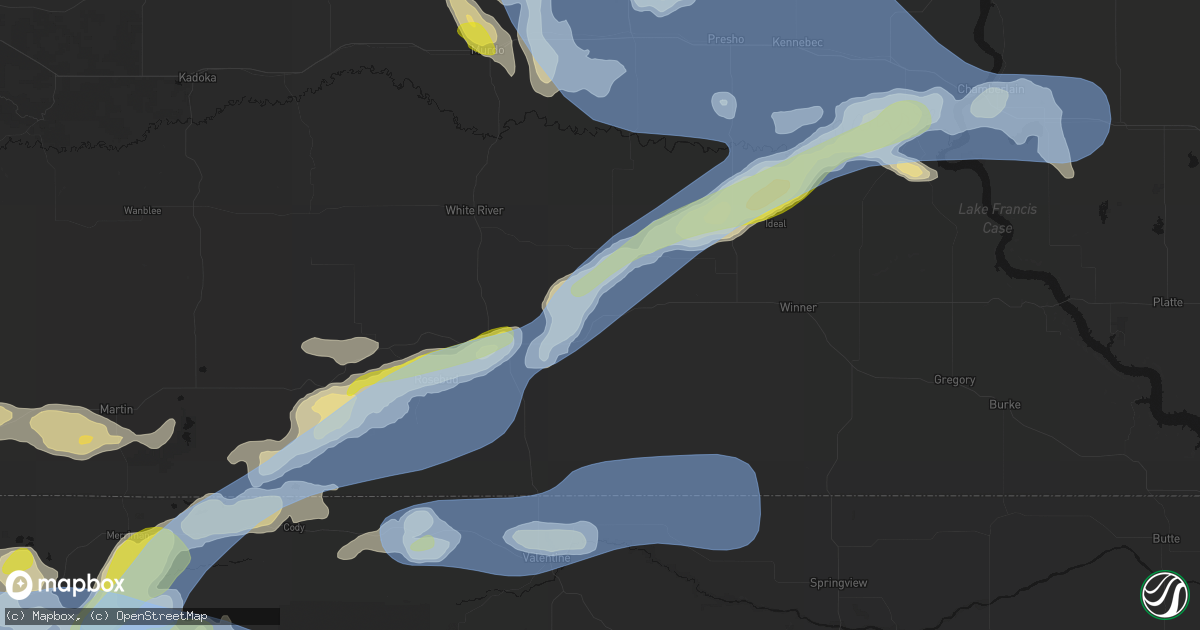 Hail map in Okreek, SD on June 4, 2026