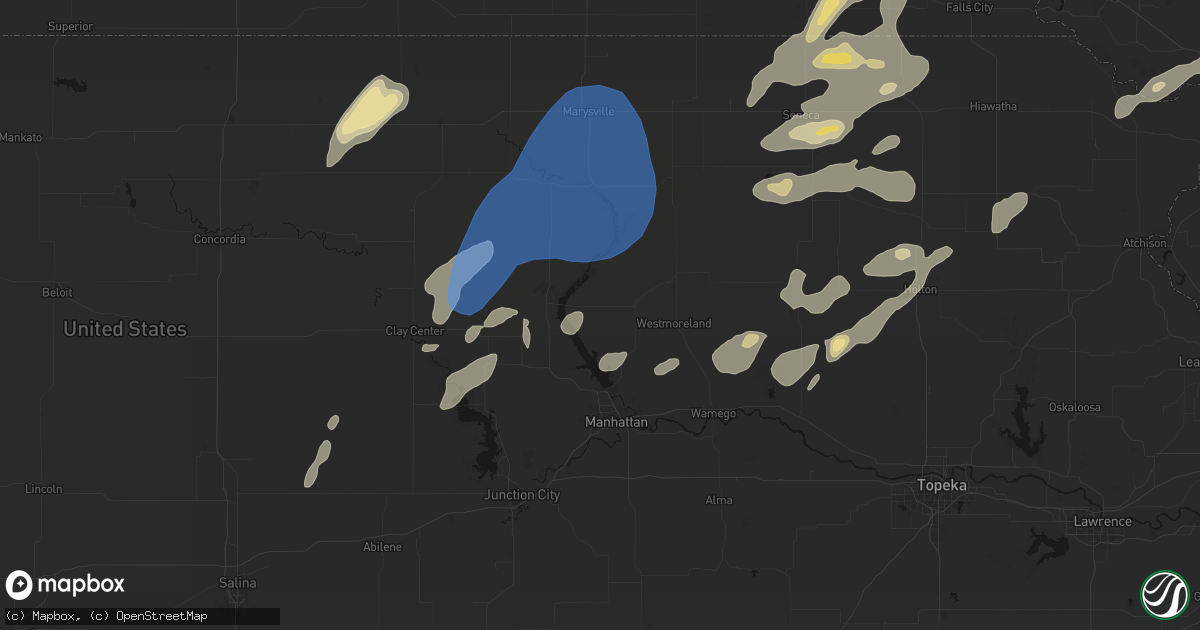 Hail map in Olsburg, KS on June 4, 2026