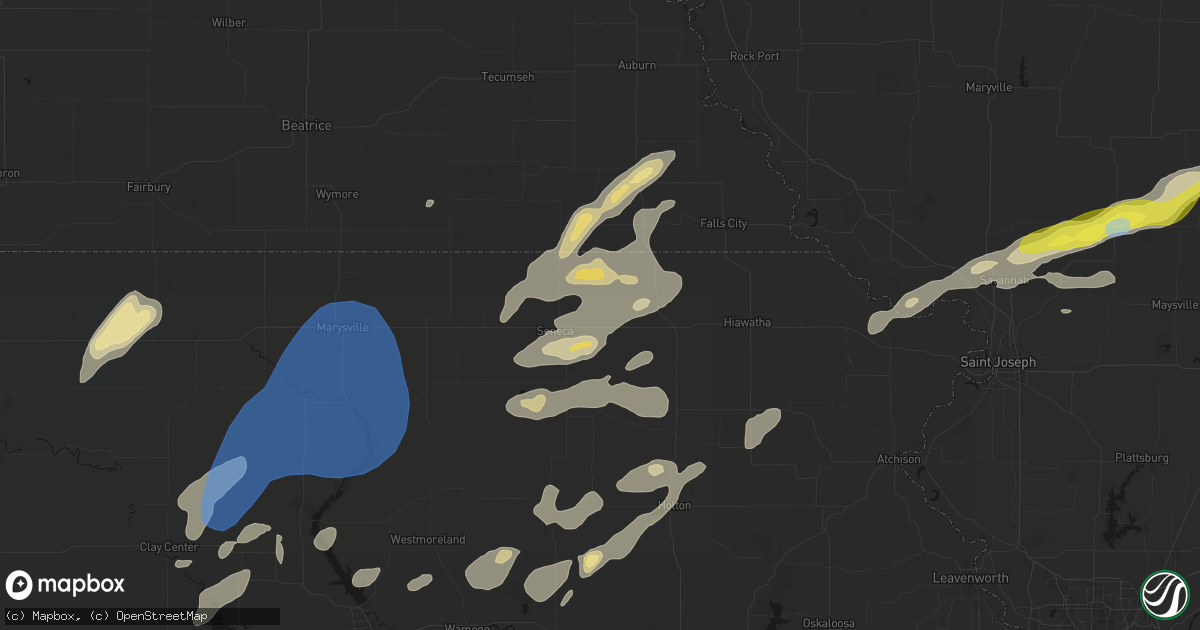 Hail map in Oneida, KS on June 4, 2026