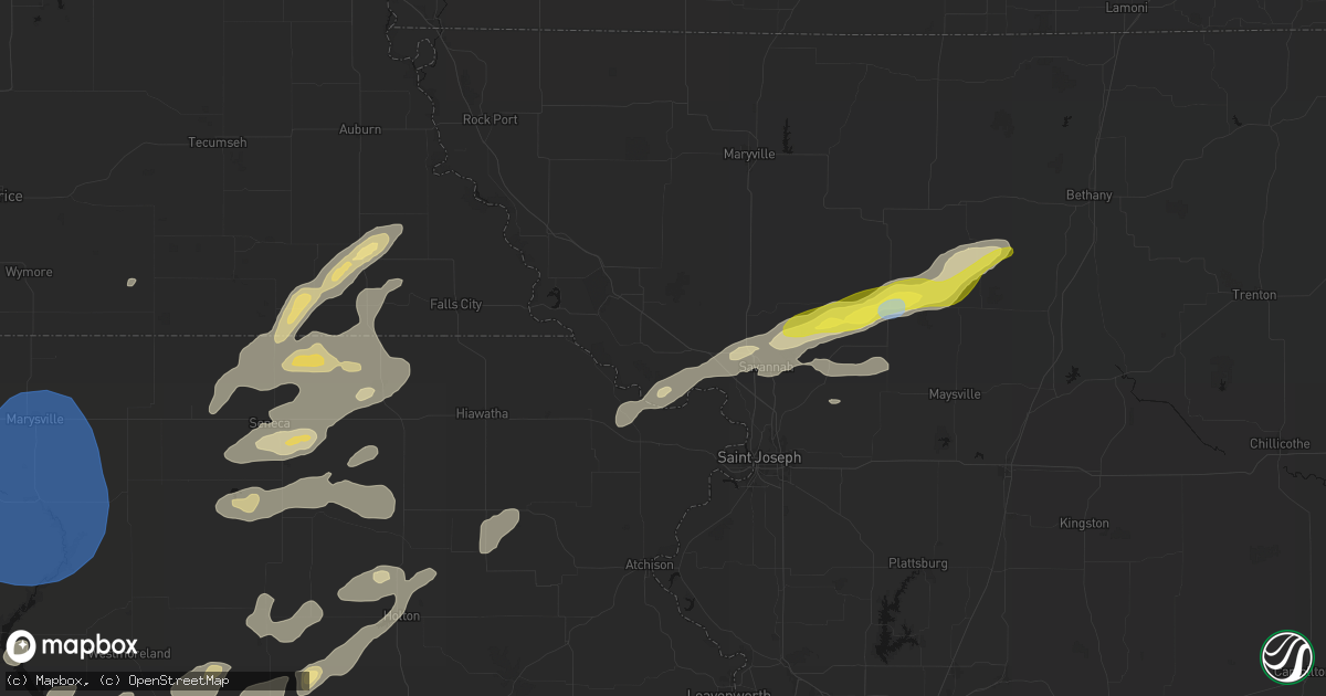 Hail map in Oregon, MO on June 4, 2026