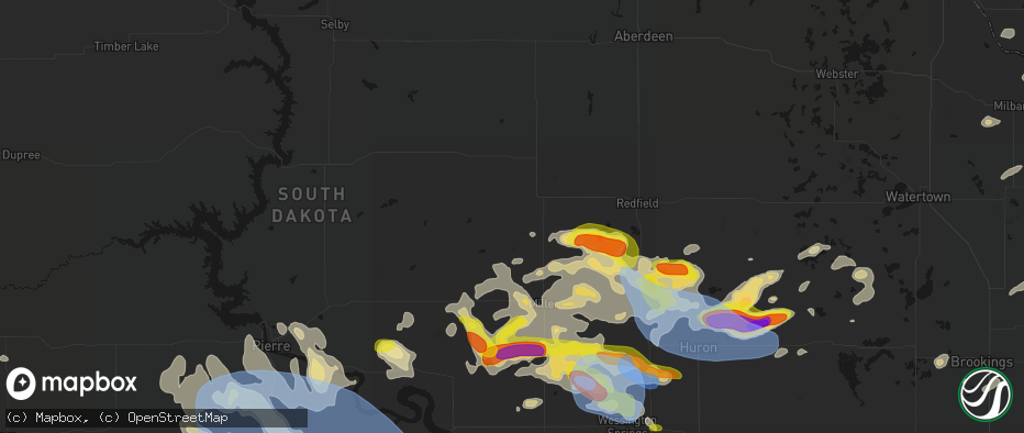 Hail map in Orient, SD on June 4, 2026