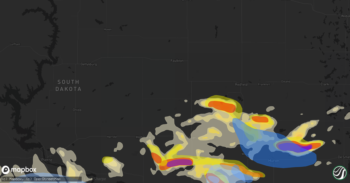 Hail map in Orient, SD on June 4, 2026