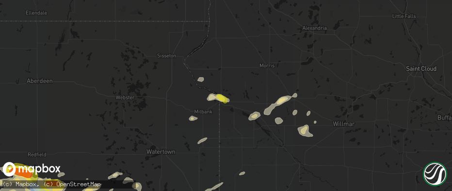 Hail map in Ortonville, MN on June 4, 2026