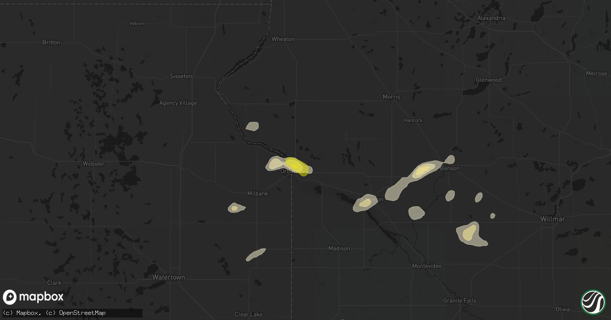 Hail map in Ortonville, MN on June 4, 2026