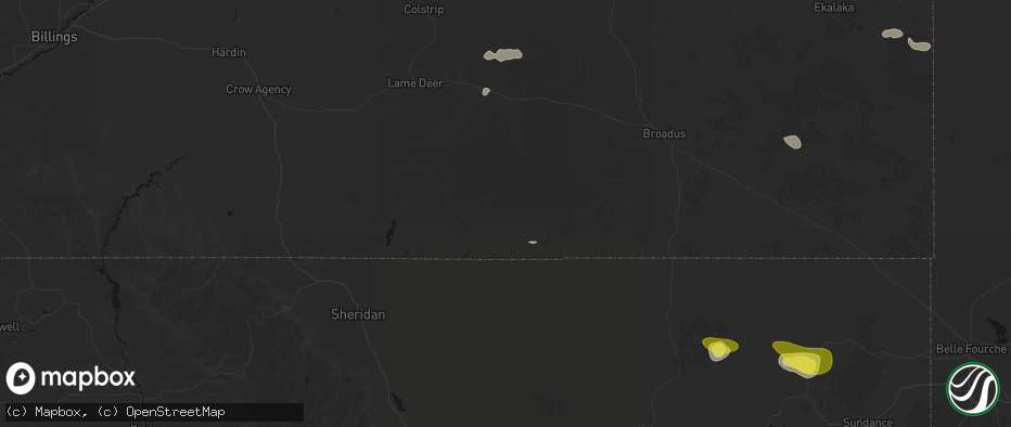 Hail map in Otter, MT on June 4, 2026