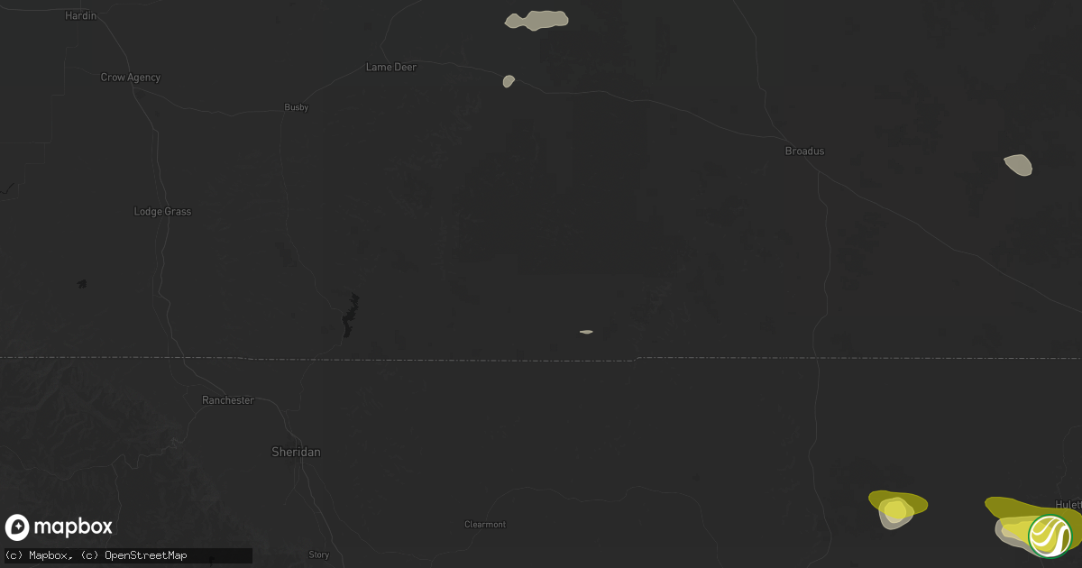 Hail map in Otter, MT on June 4, 2026