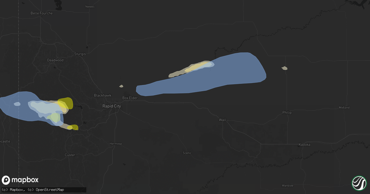 Hail map in Owanka, SD on June 4, 2026