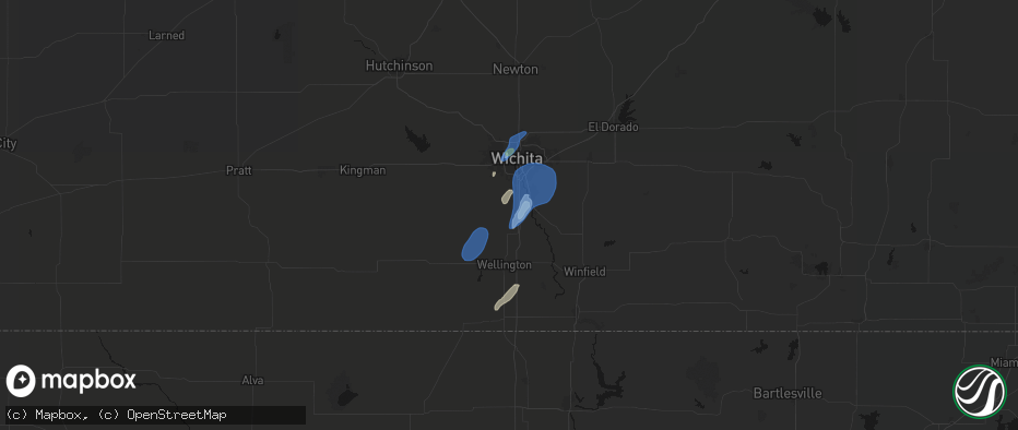 Hail map in Peck, KS on June 4, 2026