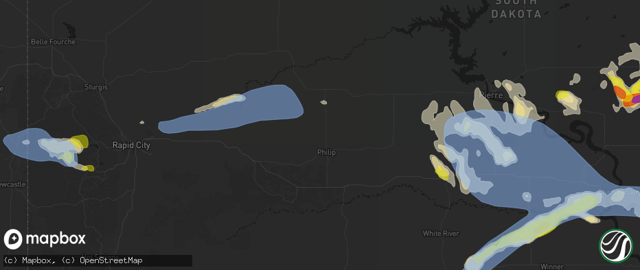 Hail map in Philip, SD on June 4, 2026