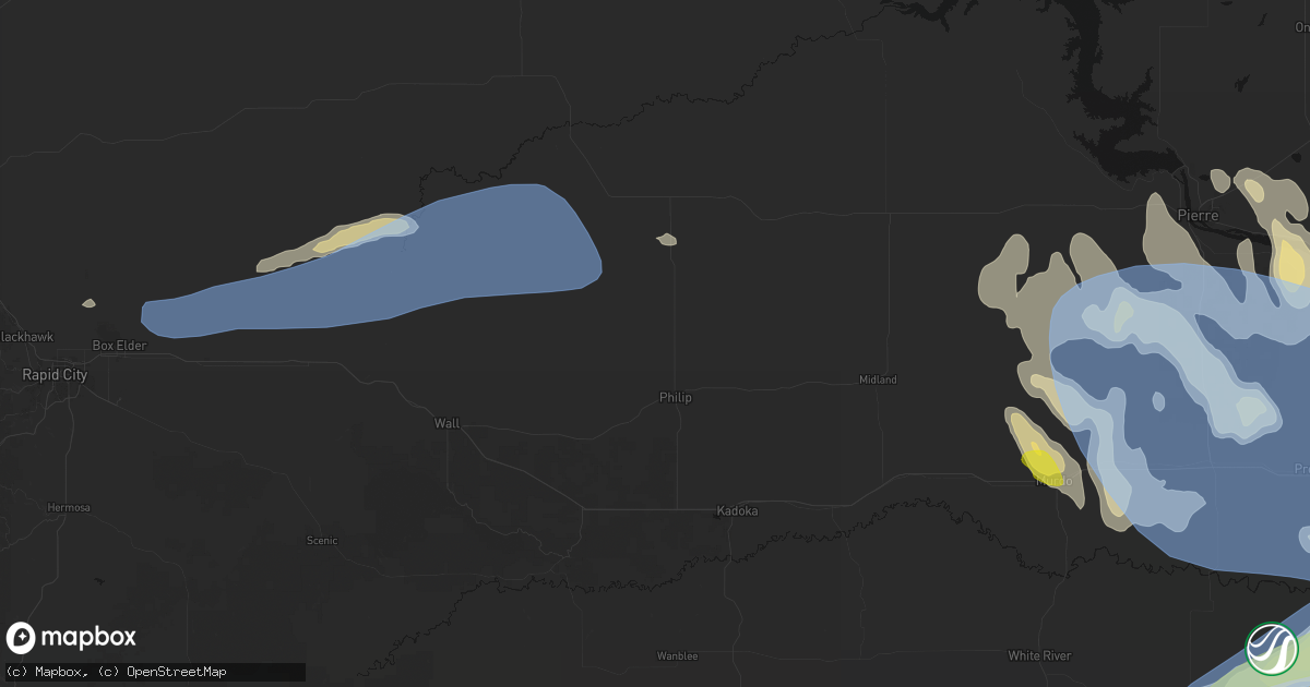 Hail map in Philip, SD on June 4, 2026