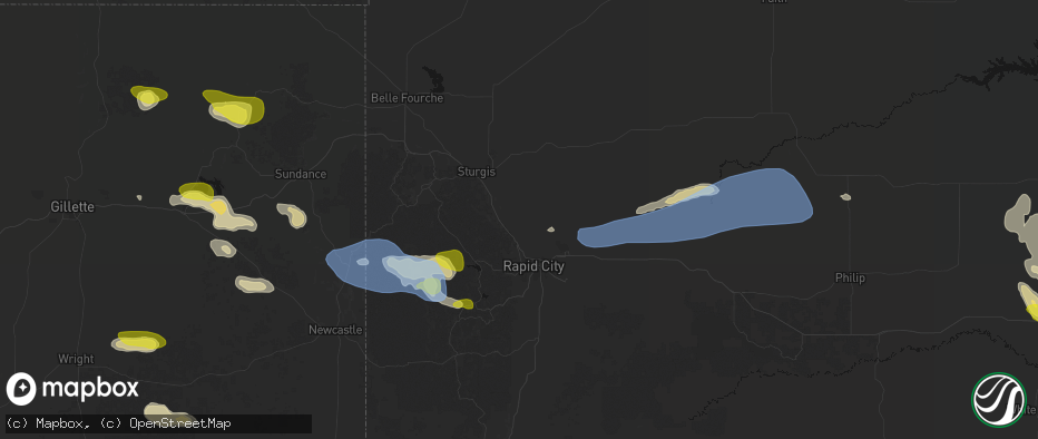 Hail map in Piedmont, SD on June 4, 2026