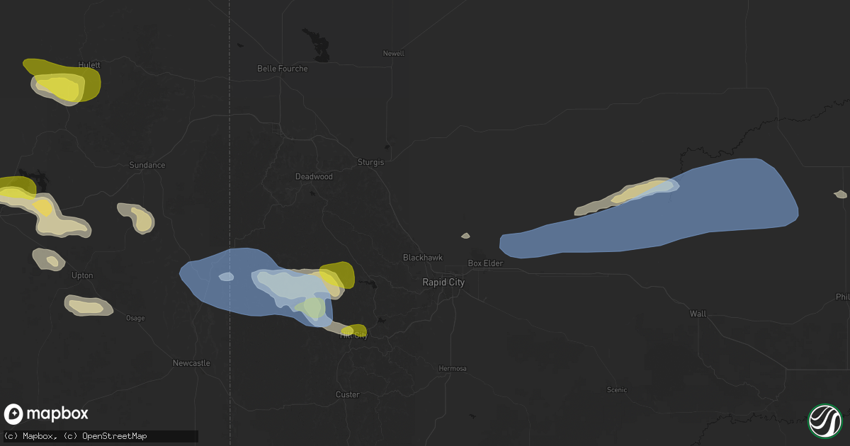 Hail map in Piedmont, SD on June 4, 2026