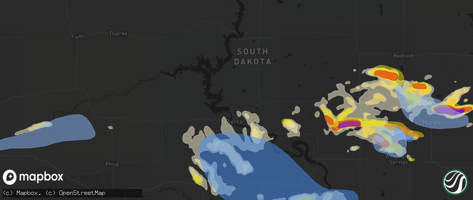 Hail map in Pierre, SD on June 4, 2026