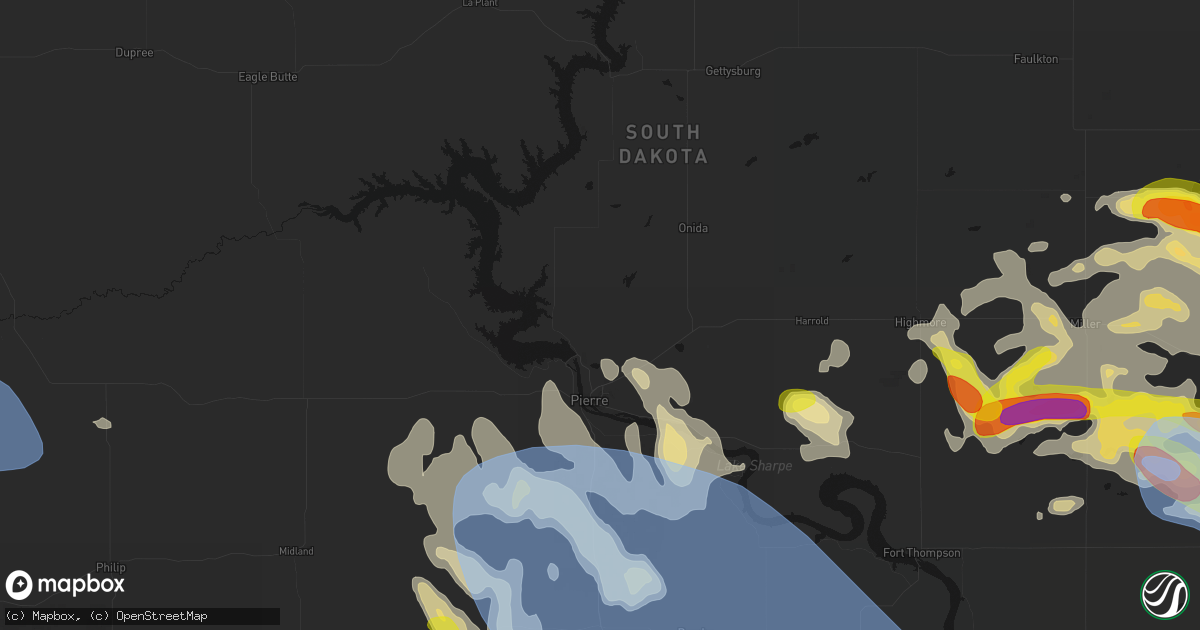 Hail map in Pierre, SD on June 4, 2026