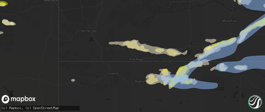 Hail map in Pine Ridge, SD on June 4, 2026