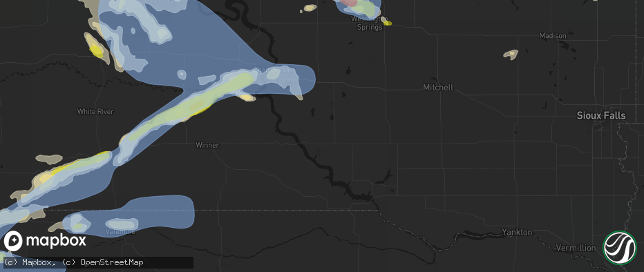 Hail map in Platte, SD on June 4, 2026