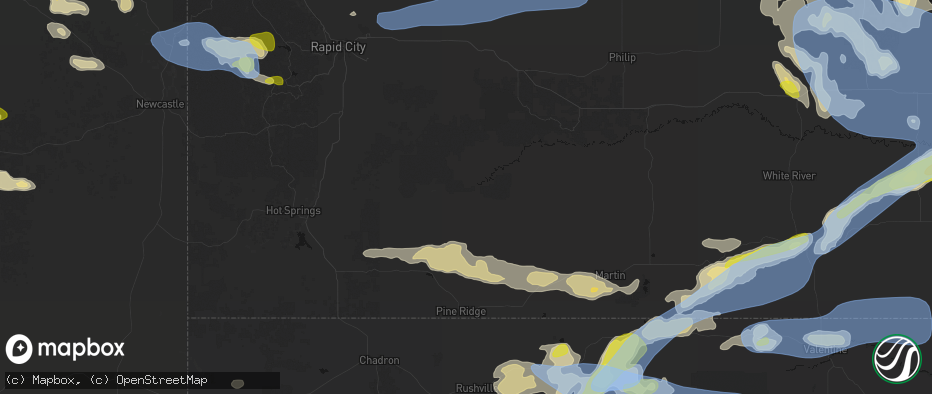Hail map in Porcupine, SD on June 4, 2026