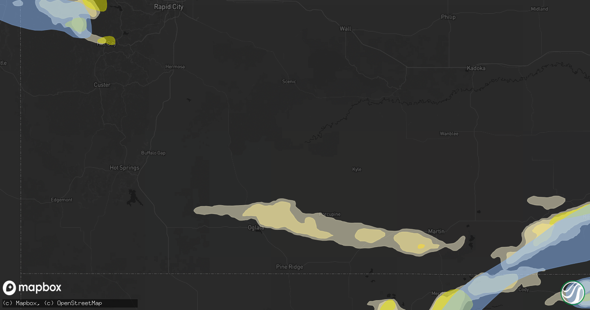Hail map in Porcupine, SD on June 4, 2026