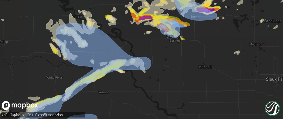 Hail map in Pukwana, SD on June 4, 2026